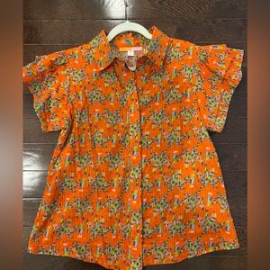 Briton Court Orange Palm Button Up